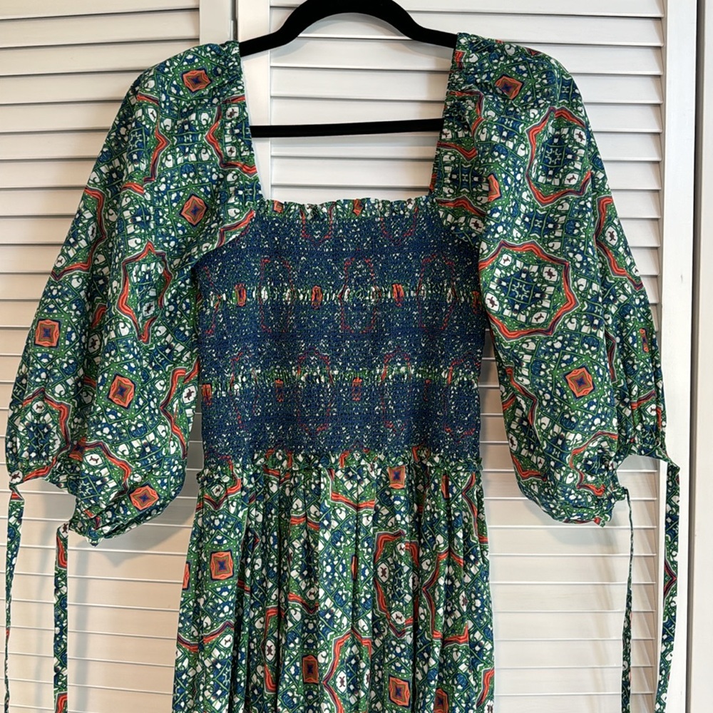 NWT Cara Cara blue green Jazzy Moroccan Tile Dress size XS
